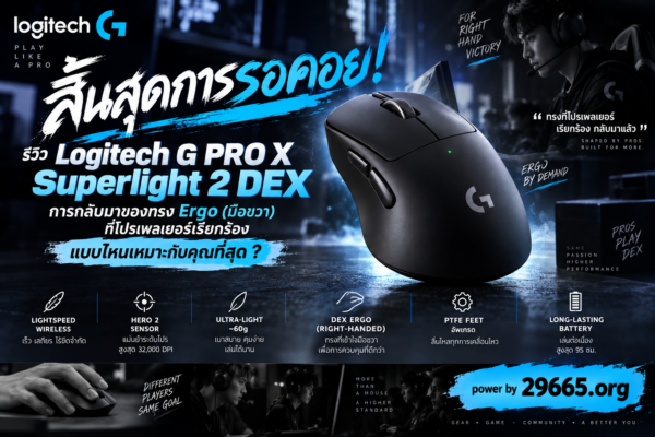 สิ้นสุดการรอคอย! รีวิว Logitech G PRO X Superlight 2 DEX การกลับมาของทรง Ergo (มือขวา) ที่โปรเพลเยอร์เรียกร้อง