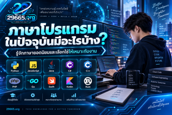 ภาษาโปรแกรมในปัจจุบันมีอะไรบ้าง? รู้จักภาษายอดนิยมและเลือกใช้ให้เหมาะกับงาน