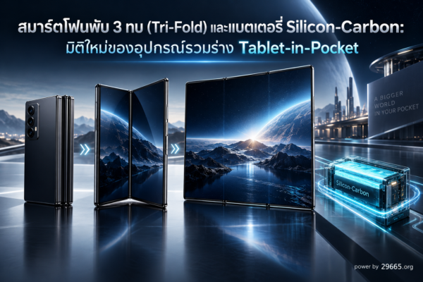 สมาร์ตโฟนพับ 3 ทบ (Tri-Fold) และแบตเตอรี่ Silicon-Carbon: มิติใหม่ของอุปกรณ์รวมร่าง Tablet-in-Pocket